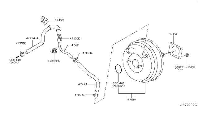 2012 Infiniti FX35 Booster Assy-Brake Diagram for D7210-1CA1B