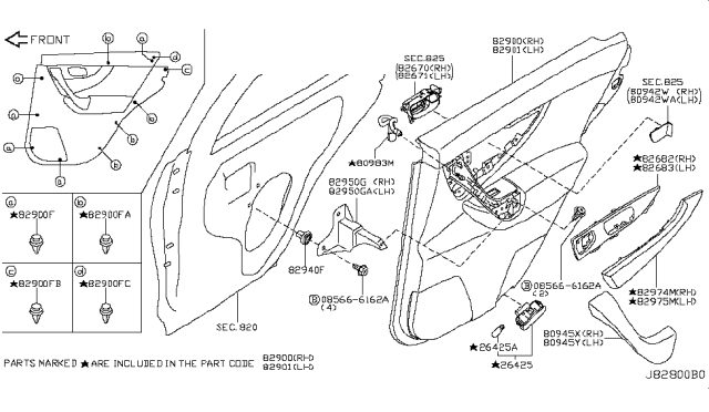 2011 Infiniti FX35 Rear Door Trimming Diagram 2