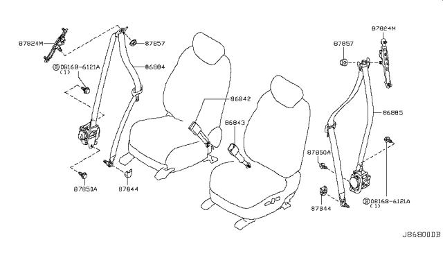 2013 Infiniti FX37 Front Seat Belt Diagram