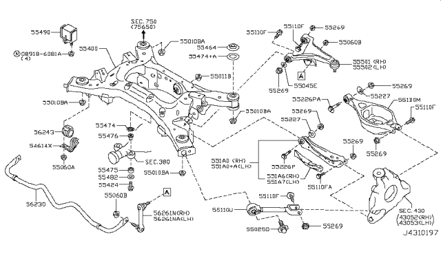 2013 Infiniti FX37 Rear Suspension Diagram 5