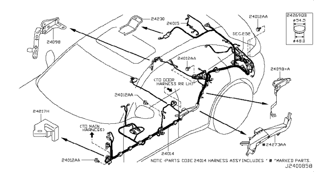 2011 Infiniti FX50 Harness Assembly-Body Diagram for 24014-3FY4A