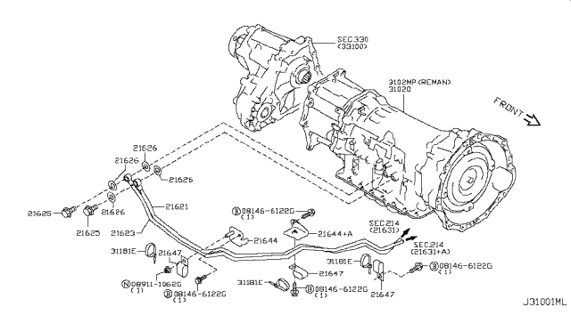 2012 Infiniti G25 Auto Transmission,Transaxle & Fitting Diagram 8