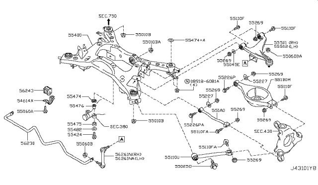 2012 Infiniti G25 Rear Suspension Diagram 1