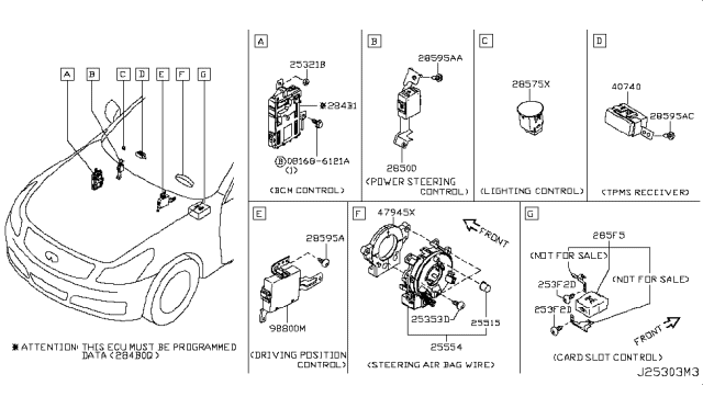 2012 Infiniti G37 Steering Air Bag Wire Assembly Diagram for B5554-1NF0A