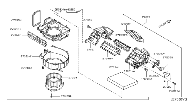 2008 Infiniti G37 Heater & Blower Unit Diagram 1