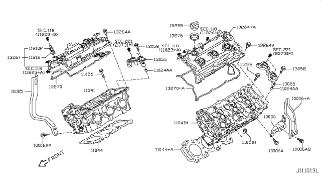 2008 Infiniti G37 Gasket-Cylinder Head Diagram for 11044-JK21A