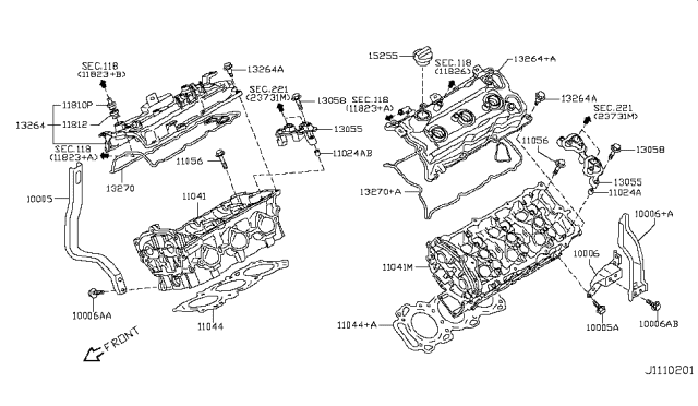 2012 Infiniti G37 Gasket-Cylinder Head Diagram for 11044-JK00A