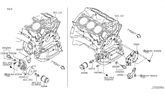 2007 Infiniti G35 Pump Assembly-Oil Diagram for 15010-JK20A