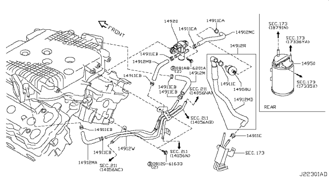 2013 Infiniti G37 Engine Control Vacuum Piping Diagram 1