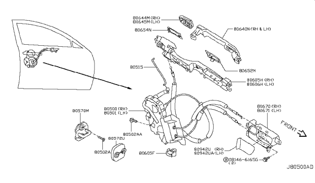 2012 Infiniti G25 Grip-Outside Handle Diagram for 80640-JK01B