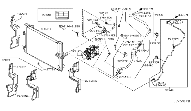 2008 Infiniti G35 Condenser,Liquid Tank & Piping Diagram