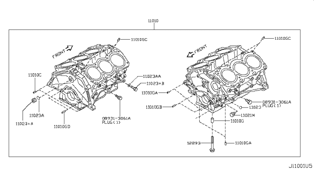 2012 Infiniti G37 Cylinder Block & Oil Pan Diagram 4