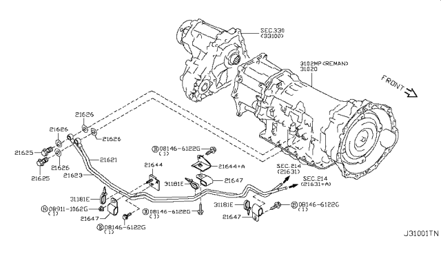 2010 Infiniti G37 Auto Transmission,Transaxle & Fitting Diagram 15