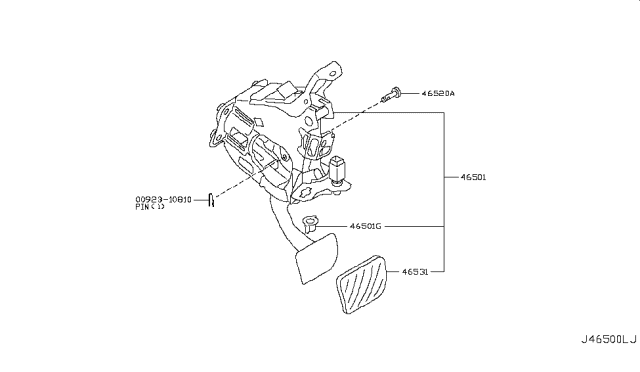 2012 Infiniti G25 Brake & Clutch Pedal Diagram 1