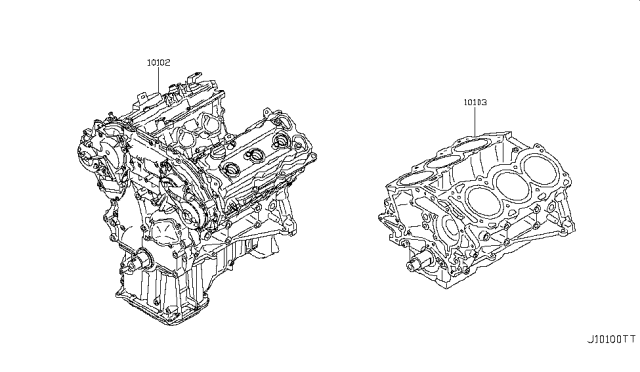 2012 Infiniti G25 Bare & Short Engine Diagram 1