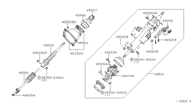 2007 Infiniti QX56 Shaft Assy-Steering Column,Lower Diagram for 48822-7S000