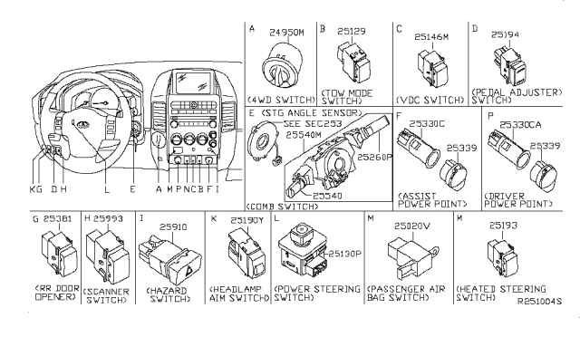 2009 Infiniti QX56 Switch Assembly-Comb Diagram for 25560-ZQ15A