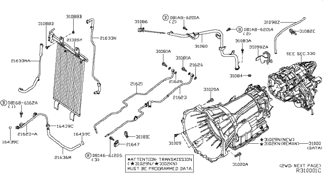 2008 Infiniti QX56 Cooler Assembly-Oil Diagram for 21606-8S110