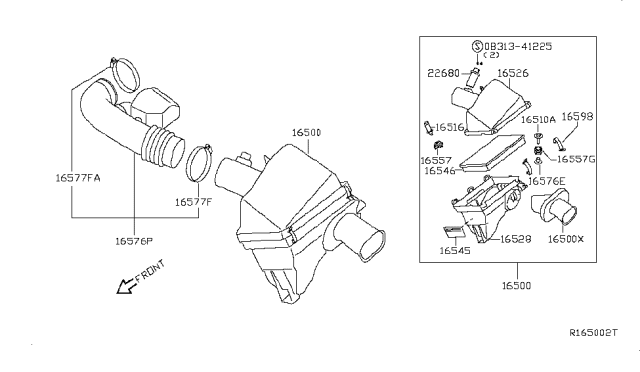 2008 Infiniti QX56 Air Cleaner Cover Diagram for 16526-7S000