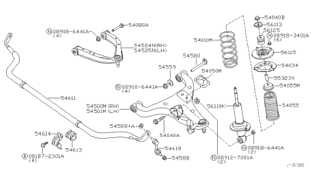 2007 Infiniti QX56 Front Right Upper Suspension Link Complete Diagram for 54524-7S000