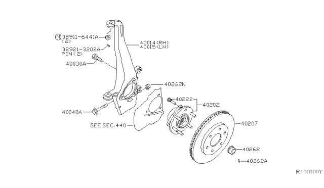 2010 Infiniti QX56 Road Wheel Hub Assembly, Front Right Diagram for 40202-ZR00B