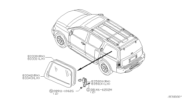 2009 Infiniti QX56 Control & Wire Assembly-Side Window, LH Diagram for 83501-ZM00A