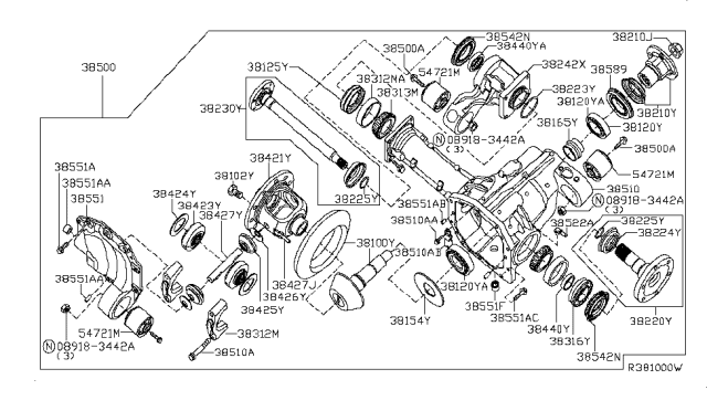 2010 Infiniti QX56 Bearing-Differential Side Diagram for 38440-8S12A