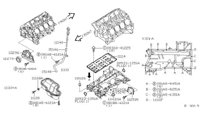 2006 Infiniti QX56 Cylinder Block & Oil Pan Diagram 1