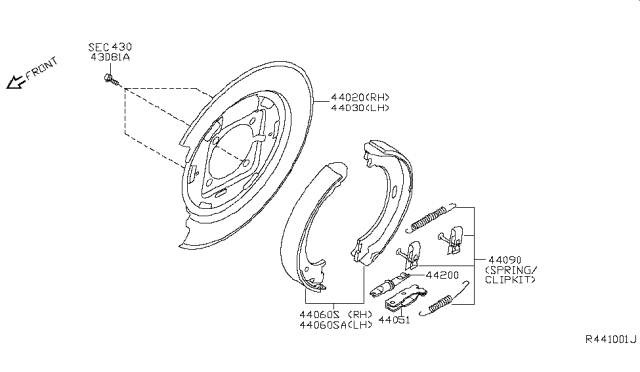 2004 Infiniti QX56 Rear Brake Plate Assembly, Right Diagram for 44020-7S020