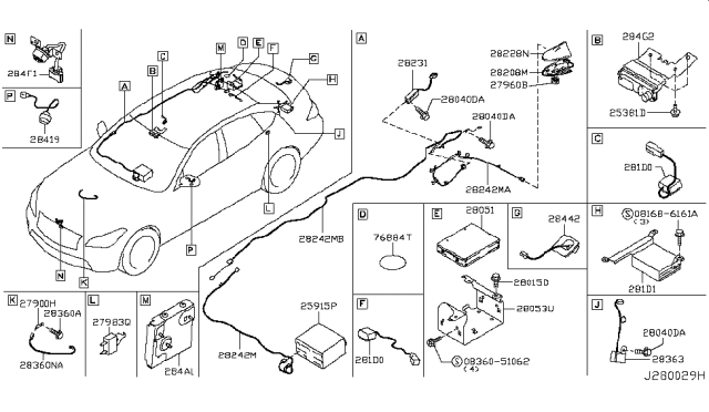 2014 Infiniti Q70 Mic Assembly-Active Noise Control Diagram for 281D0-1MA0A