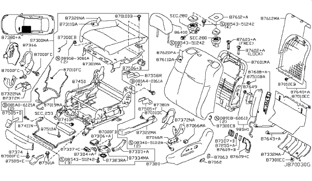 2012 Infiniti M35h Front Seat Diagram 2