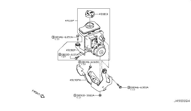 2014 Infiniti Q70 Electric Power Steering Pump Assembly Diagram for 49110-3WG5A