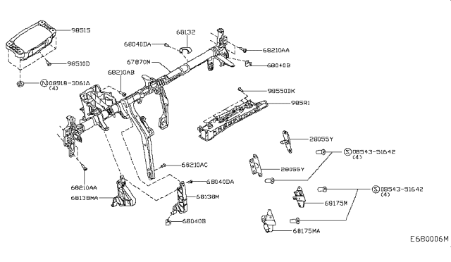 2019 Infiniti QX30 Module Assembly-Knee Air Bag,Assist Diagram for 985R1-5DC0A