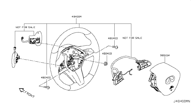 2019 Infiniti Q60 Steering Wheel Assembly Without Pad Diagram for 48430-5CG0A