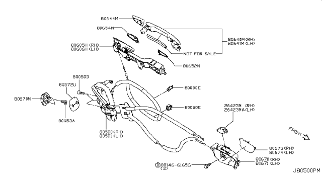 2017 Infiniti Q60 Front Door Lock & Remote Control Assembly, Right Diagram for 80500-5CH0A