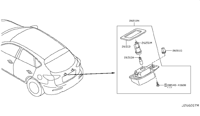2014 Infiniti QX50 Lamp Assembly-Licence Diagram for 26510-AR00A