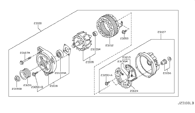 2010 Infiniti EX35 Nut Assembly - PULLEY Diagram for 23153-70T12
