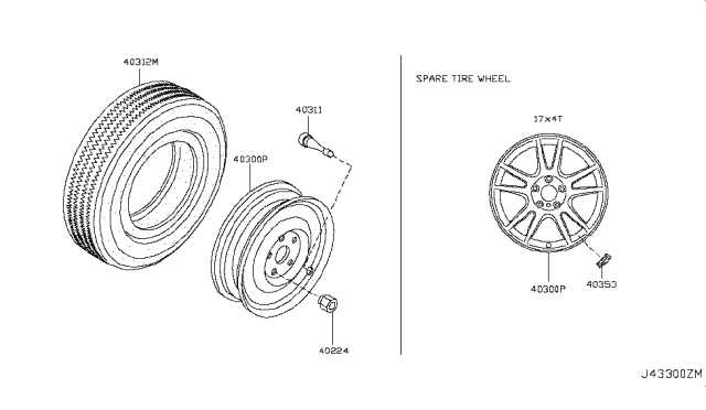 2010 Infiniti EX35 Road Wheel & Tire Diagram 4