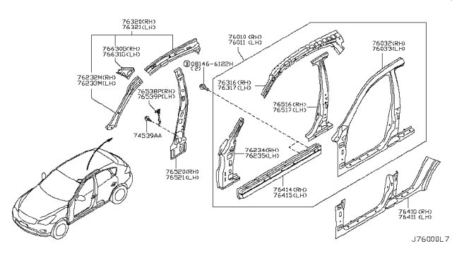 2011 Infiniti EX35 Body Side Panel Diagram 1
