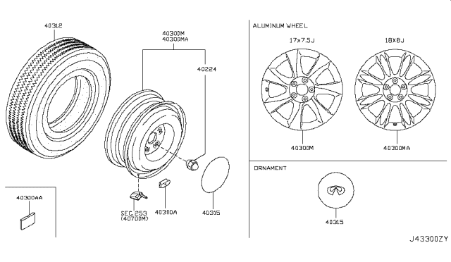 2010 Infiniti EX35 Road Wheel & Tire Diagram 2