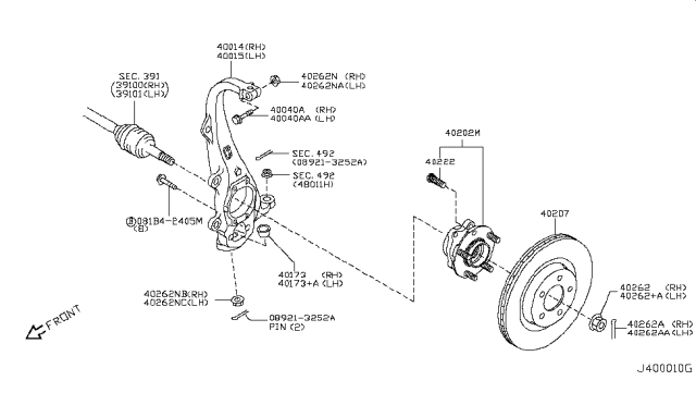 2015 Infiniti QX50 Rotor-Disc Brake,Front Diagram for 40206-4GA0A