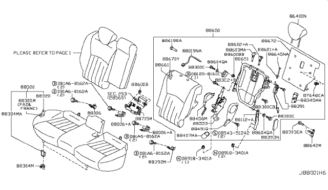 2016 Infiniti QX50 Cushion Assembly Rear Seat Diagram for 88300-1BN0C