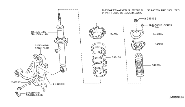 2012 Infiniti EX35 Front Coil Spring Diagram for 54010-1BA0A