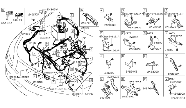 2009 Infiniti G37 Protector-Harness Diagram for 24296-EY01A