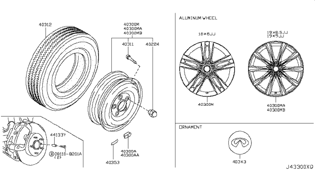 2008 Infiniti G37 Road Wheel & Tire Diagram 1