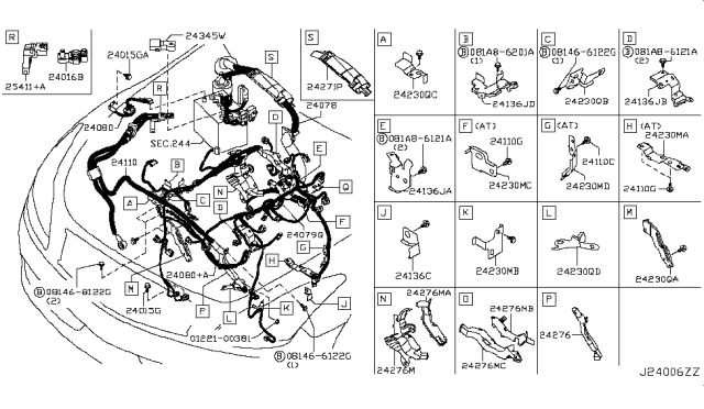 2014 Infiniti Q60 Protector-Harness Diagram for 24296-EY00A