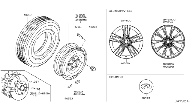 2010 Infiniti G37 Road Wheel & Tire Diagram 1