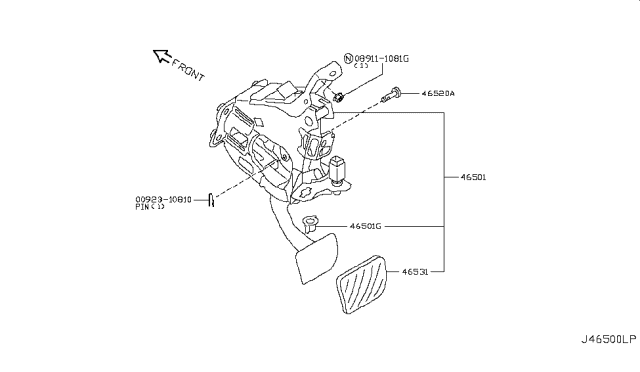 2010 Infiniti G37 Brake & Clutch Pedal Diagram 4