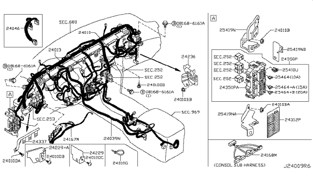 2015 Infiniti Q70 Block Junction Diagram for 24350-1PP1B