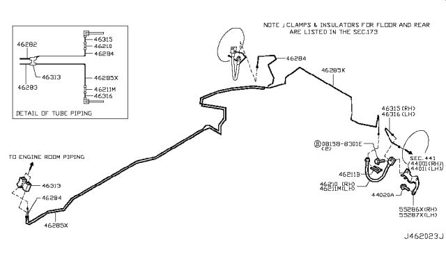 2013 Infiniti M37 Brake Piping & Control Diagram 15